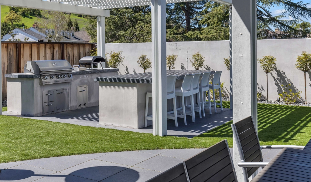 Backyard remodel with lots of seating available.