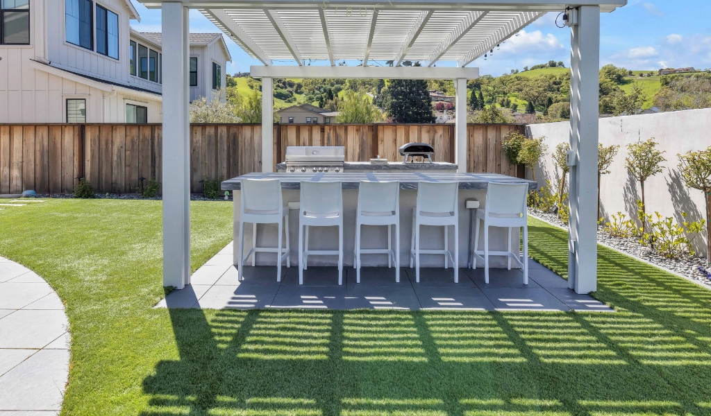 Backyard remodel with outdoor dining area.